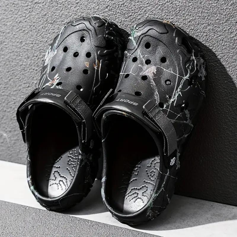 

Мужские однотонные полые сабо, удобные нескользящие прочные тапочки с мягкой подошвой для активного отдыха на открытом воздухе 41 чёрный