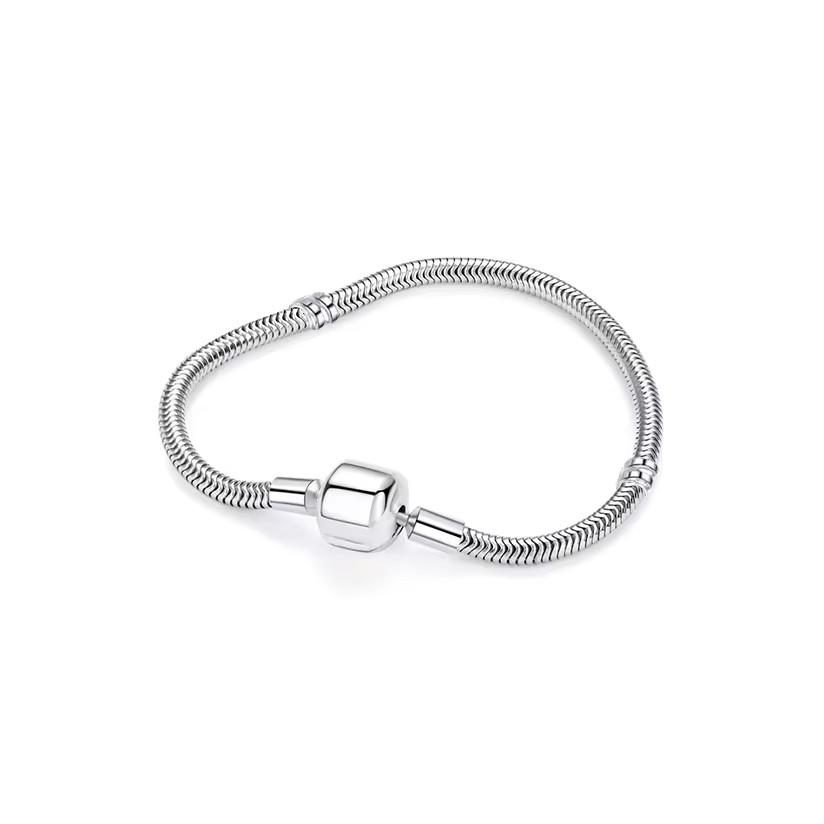 Simple Square Buckle Plain Soft Chain Bracelet 925 Sterling Silver Basic Snake Bone Bangle DIY Jewelry Making Accessories