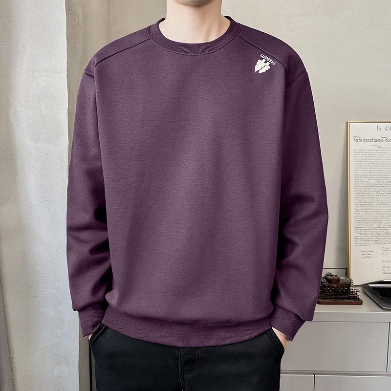 2025 Men's Heavyweight Round Neck Embroidered Sweatshirt - Trendy American Loose Fit for Teens and Students