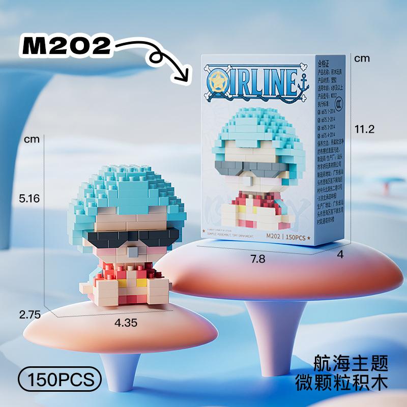 New ONE PIECE Sun God Nika Luffy Micro Action Block Chopper Ace Buggy 3D Anime Model Assembly Mini Bricks Figure Toys For Gift