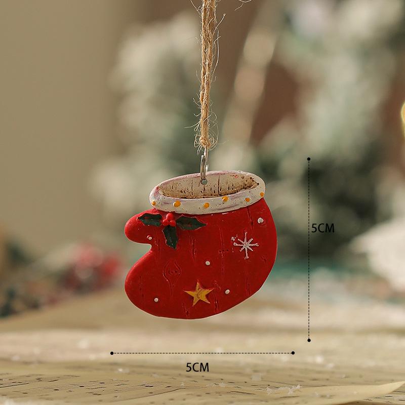 American Retro Christmas Snowman Cane Resin Pendant for Tree Decoration