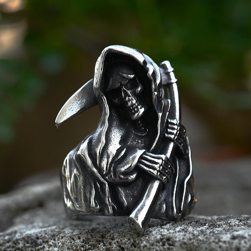 Beier 2022 Neue Designs 316L Edelstahl Klassisch Helles Totenkopf Sensenmann Herrenring Punk Party Hochwertiger Schmuck LLBR8-143R
