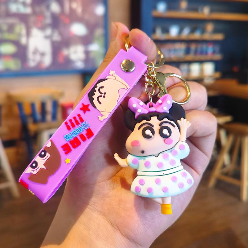 New Anime Crayon Shin-chan Kawaii Q Version Cos Cross Dress Funny Figure PVC Model Toys Doll Couple Keychain Gifts