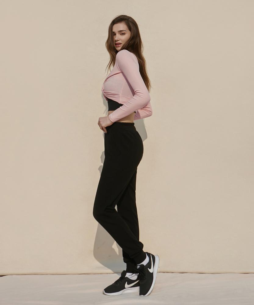 Debiweeo Point Twist Crop Top Devi-T0078-Salmon Pink