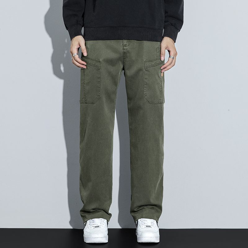 Men's Loose Straight Casual Work Pants Trendy Multi-Pocket Autumn Winter Workwear