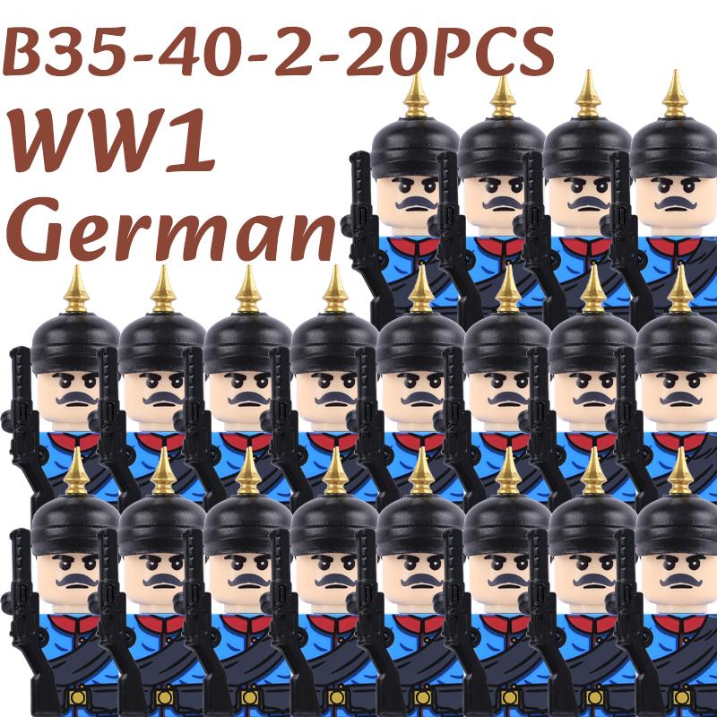 Soldatini Militari WW1 Blocchi da Costruzione Soldati Prussiani Esercito Fanteria Britannici Francesi Accessori Guerriero Mattoncini Giocattoli Ragazzi