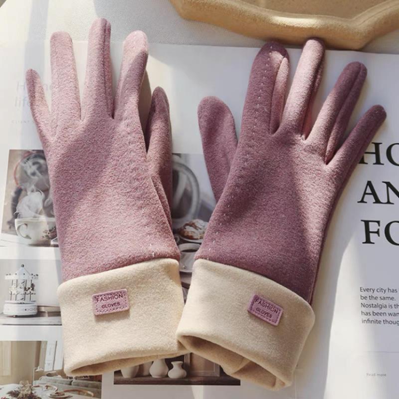 New Winter Women Keep Warm Touch Screen Fleece Thickened Not Bloated Cycling Driving Fashion Elegant Windproof Soft Gloves