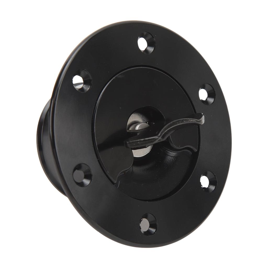 Fuel Cell Surge Tank Cap Billet Aluminum 39mm ID Flush Mounting 6 Bolts Open Type Black Universal for Car
