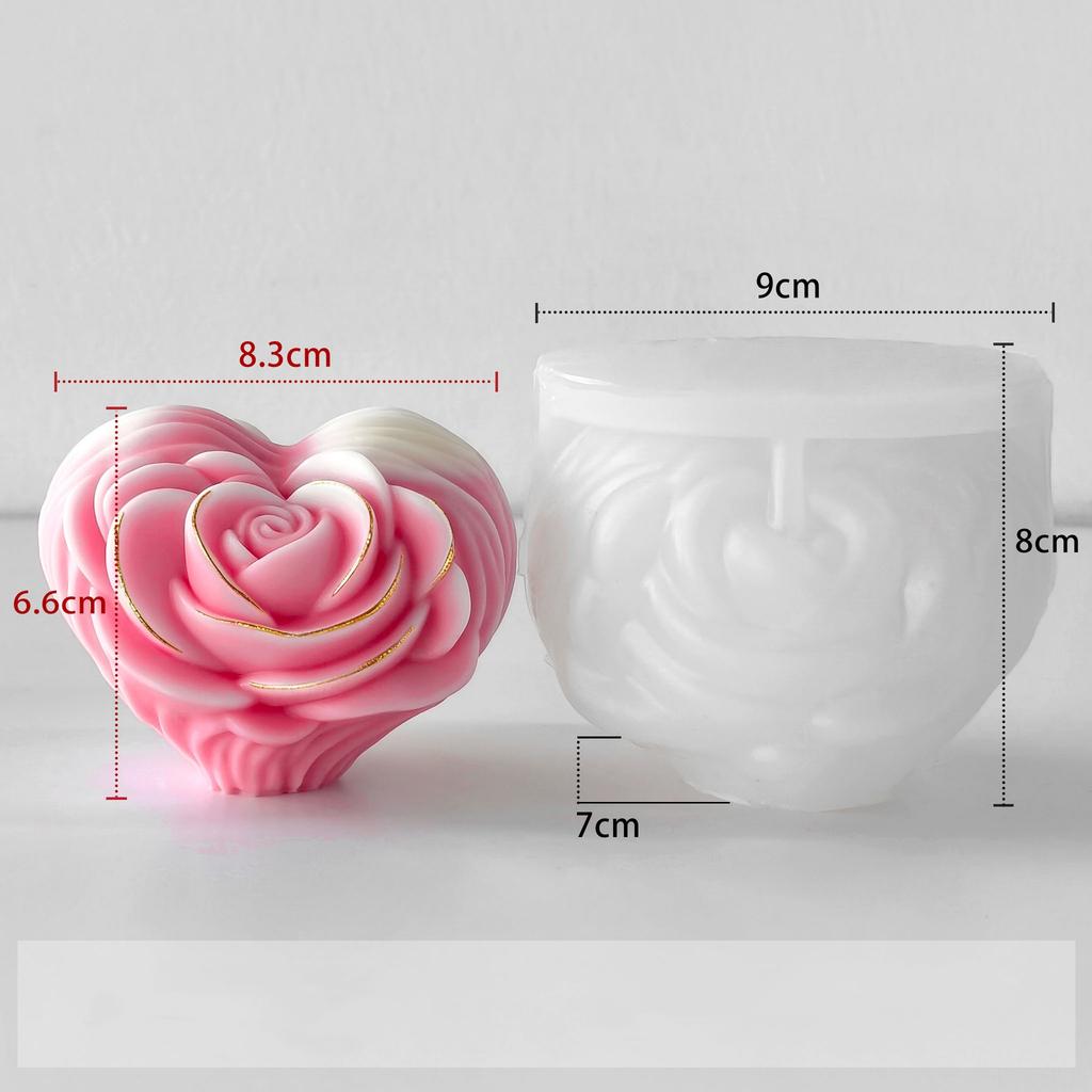 Aromatherapy Candle Mold High-Temperature Resistant Heart Silicone Mold Valentine'S Day Candle Mold Food-Grade For Resin Plaster
