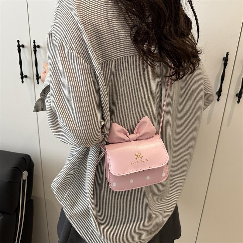 Korean Ins Cute Girl Bow Bag Women's Simple Fashion Small Square Bag Casual Niche Messenger Bag