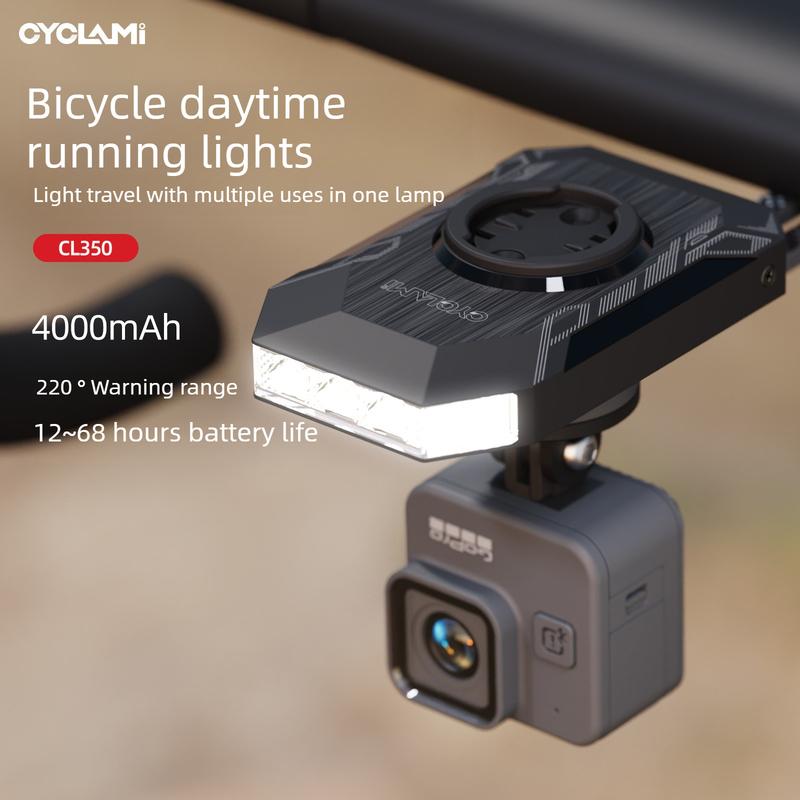 CYCLAMI CL350 Fahrradscheinwerfer für Garmin XOSS IGPSPORT Magene GPS G2 4000mAh Wiederaufladbare Fahrrad-Frontleuchte mit Gopro-Adapter