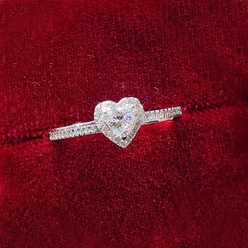 

Huitan AA Heart Cubic Zirconia Wedding Rings for Women Luxury Silver Color Proposal Engagement Ring Temperament Ladies Jewelry 6