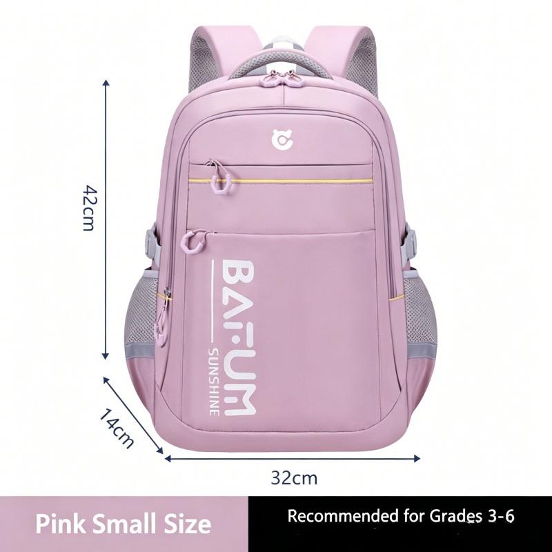 

New Fashion Junior High School Student School Bags Burden Reduction Ridge Protect Backpack Unisex High School Student College High Capacity Book Bag S розовый