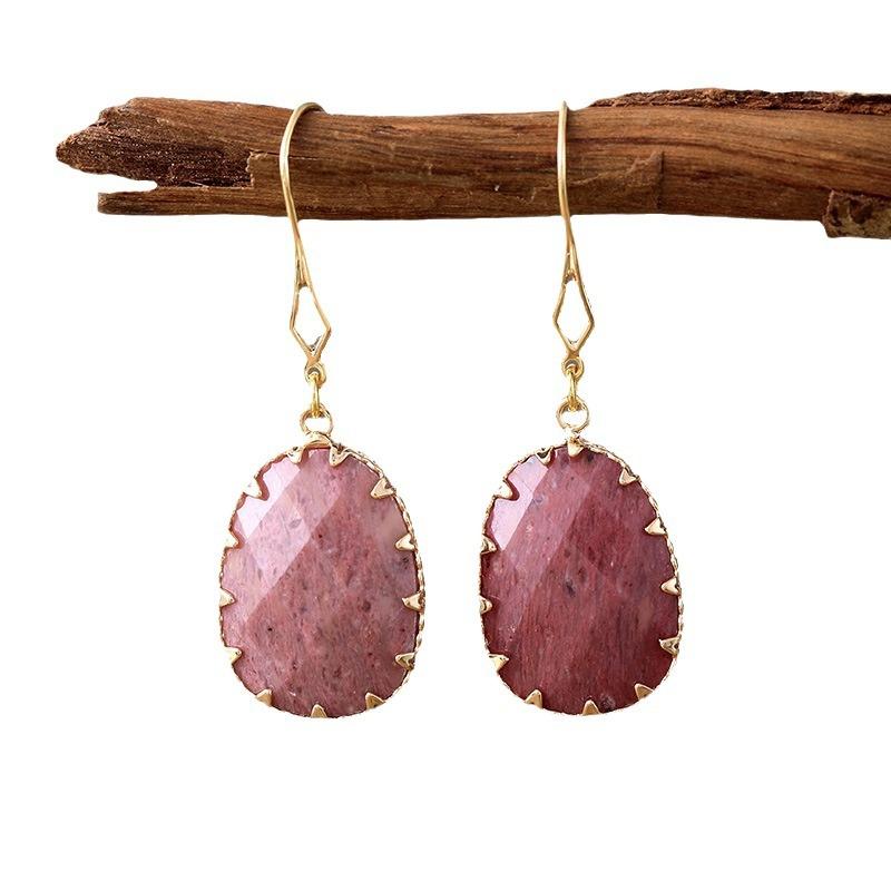 Luxury high quality new light luxury natural stone hemming creative ear hook earrings earrings European and American popular jewelry