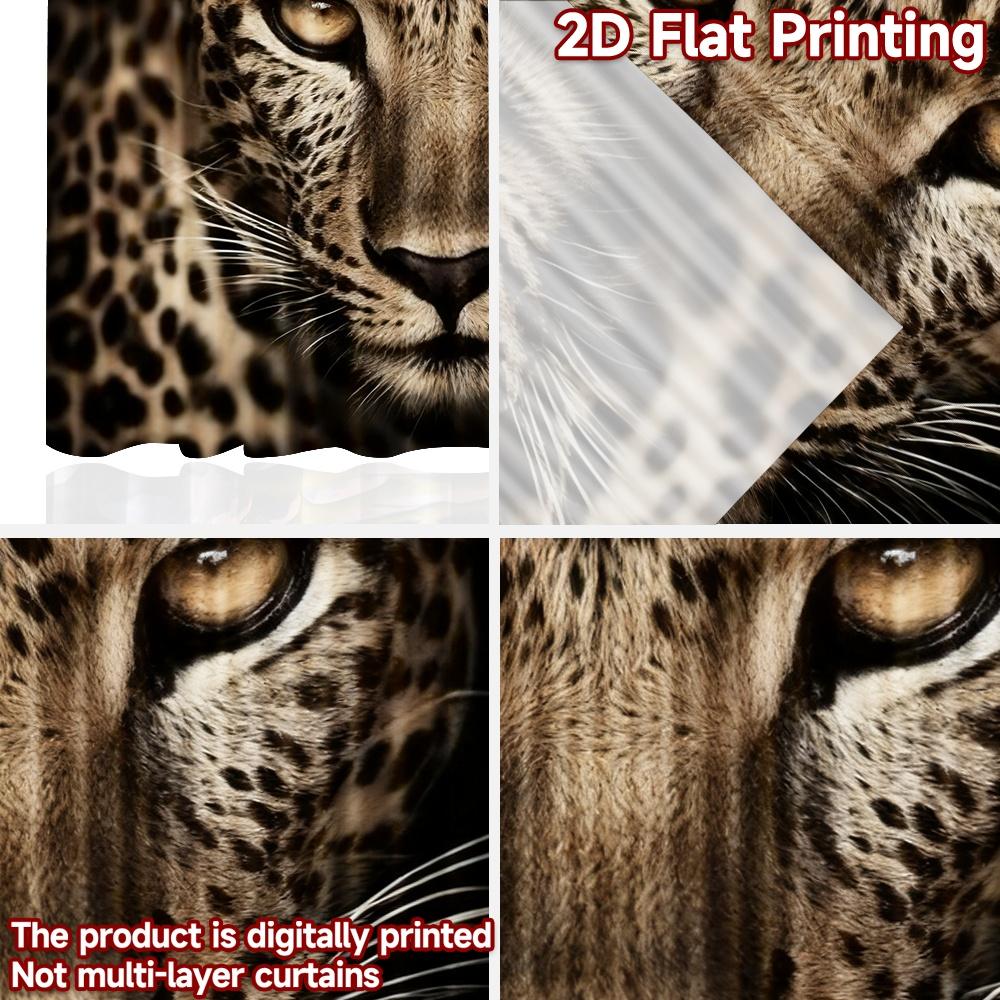 Set Of 2 Flat Printing Curtains Fierceleopard Digital Printed Polyester Drapes Festive Wall Decor Use Indoor Outdoor Curtain