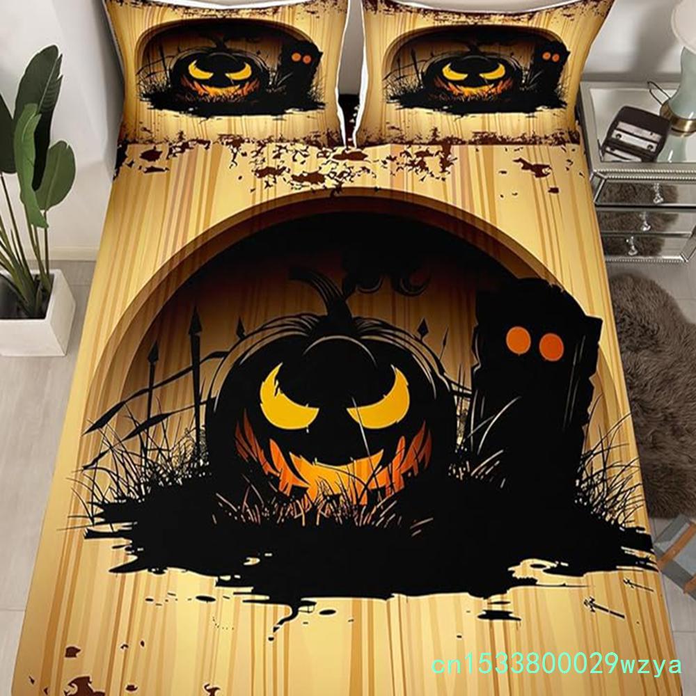 Cute Ghost Bedding Set For Boys, Girls, Teenagers, Bats, Pumpkin Lanterns, Halloween