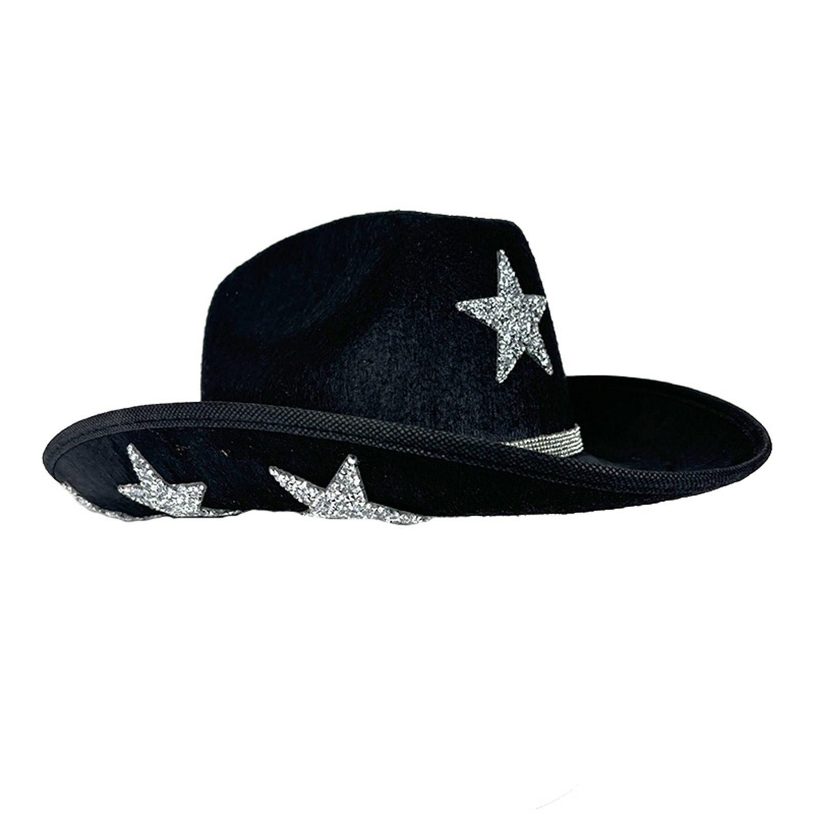 

Shining Rhinestones Star Hat for Adult Teens Carnivals Party Hat with Star Pattern for Formal Event and Stage Performers чорний