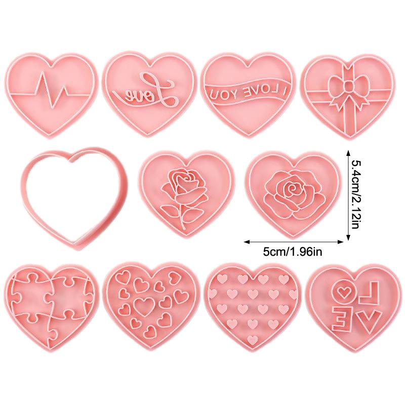 10 Stück Valentinstag 3D Ausstecher, Herzförmige Keksstempel DIY Pressformen Für Love You Blume Herz Ausstecher