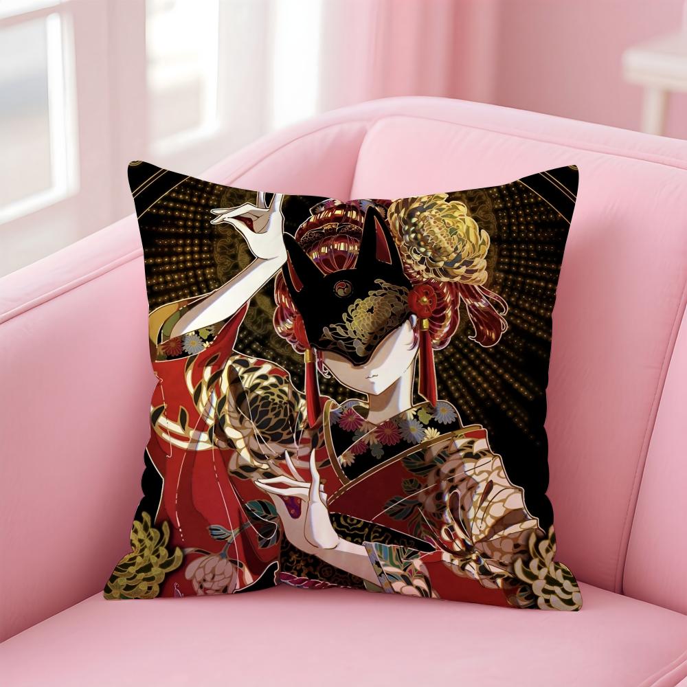 Japanese Style Anime Cartoon Art Cushion Cover Pillowcase Short Plush Invisible zipper Room Sofa Cushion Cover