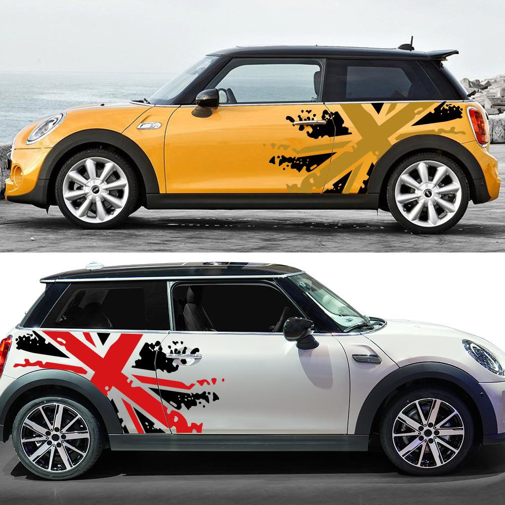 2pcs Union Jack Car Side Door Sticker Auto Body Stripe Decal Decoration For MINI Cooper JCW Countryman R60 R55 R56 F55 F56 F60