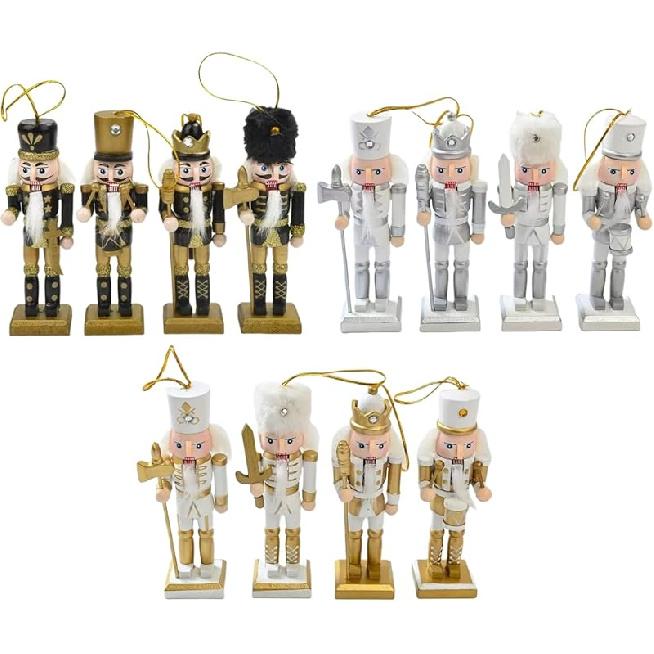 12 PCS Christmas Nutcracker Ornament Set, 4.7Inch Nutcrackers Tree Ornaments Set, Nutcracker Figures with Opening Mouths Christmas Decorations for