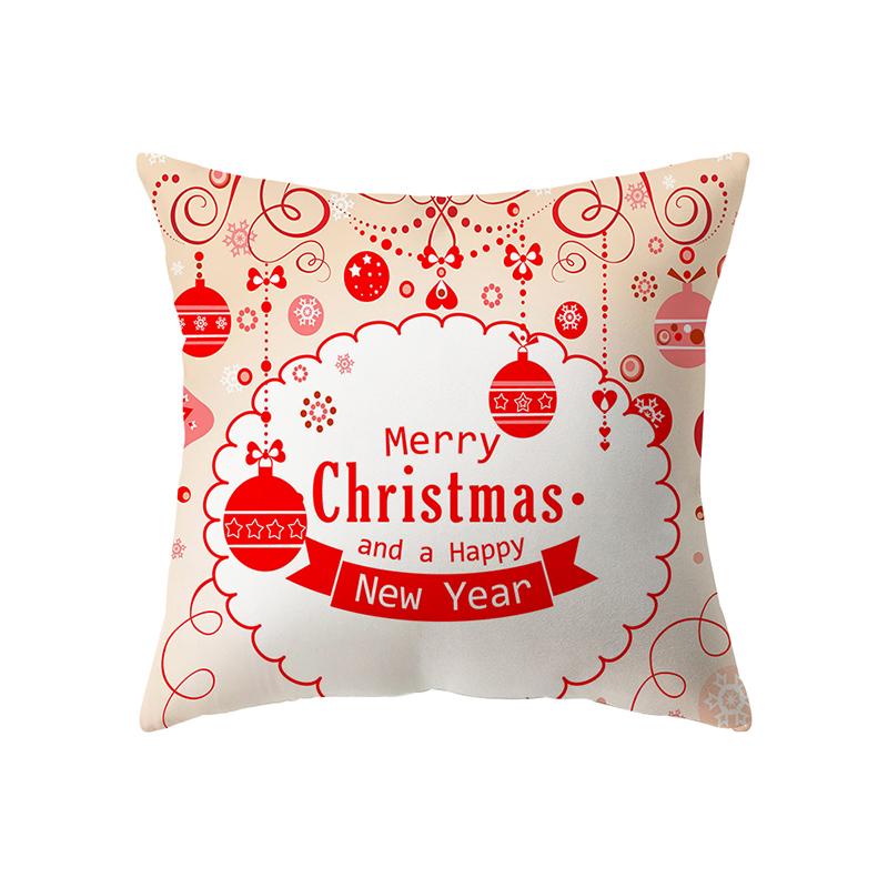 Christmas Theme Cute Elk Print Pattern Cushion Cover Home Living Room Sofa Decoration Square Polyester Pillow Pillow Cover