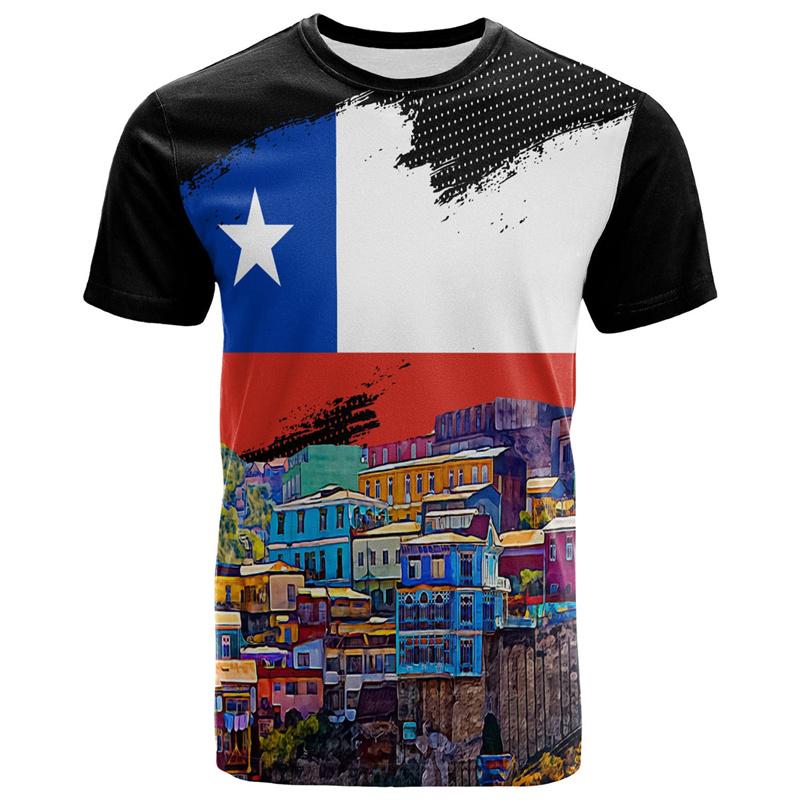 Chile 3D Printing T Shirt Man Summer O-Neck Short Sleeve Oversized Top Casual