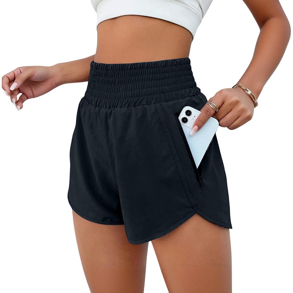 Women's Fashion High Waist Sports Running Yoga Belt Lined Adult Casual Shorts