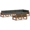 Outdoor-Sofagarnitur mit Kissen 8-teilig Natur und Anthrazit