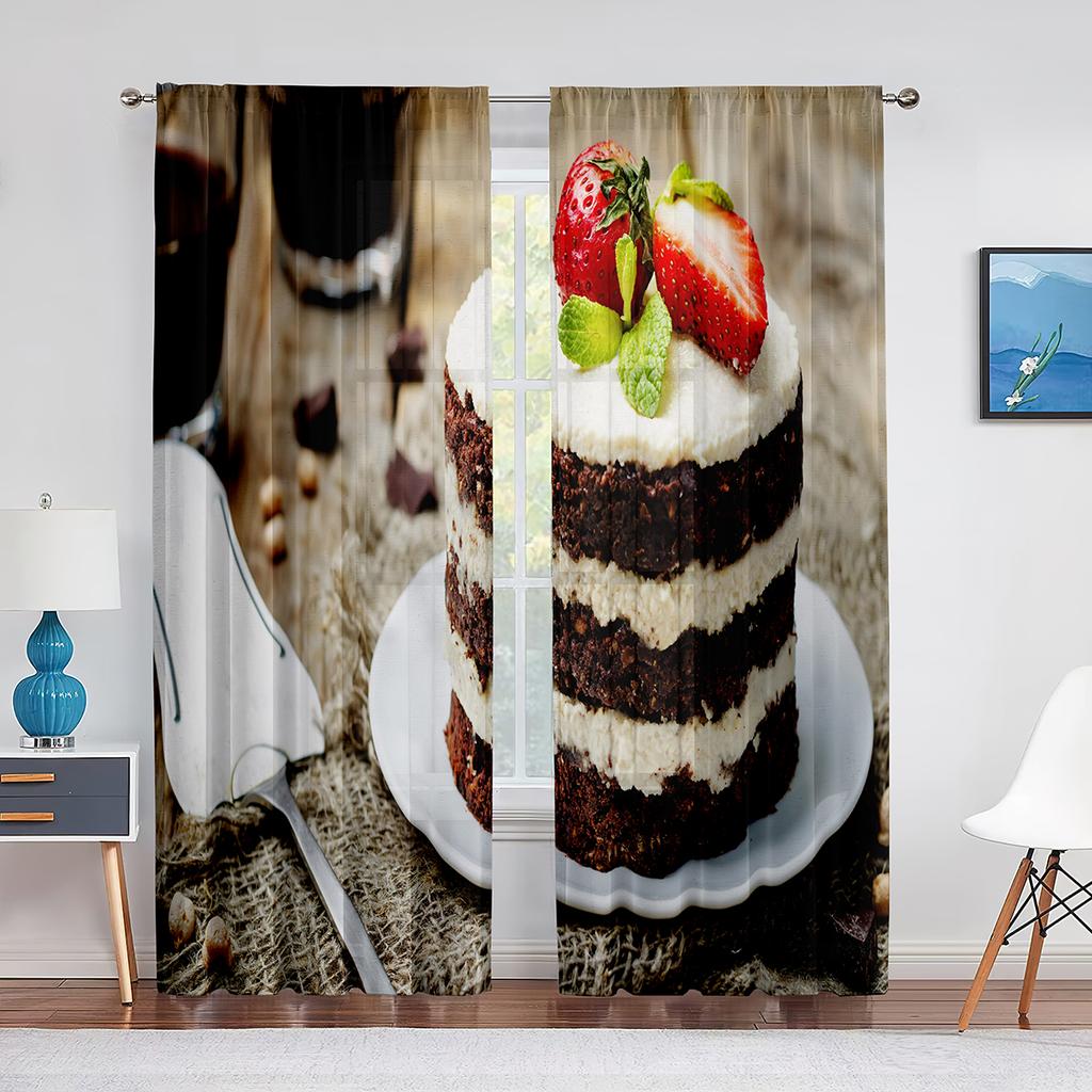 Naleśniki owocowe jagodowe Smaczne jedzenie Przezroczysta zasłona do salonu sypialni kuchni domowej Szyfonowe tiulowe zasłony Dekoracja okna