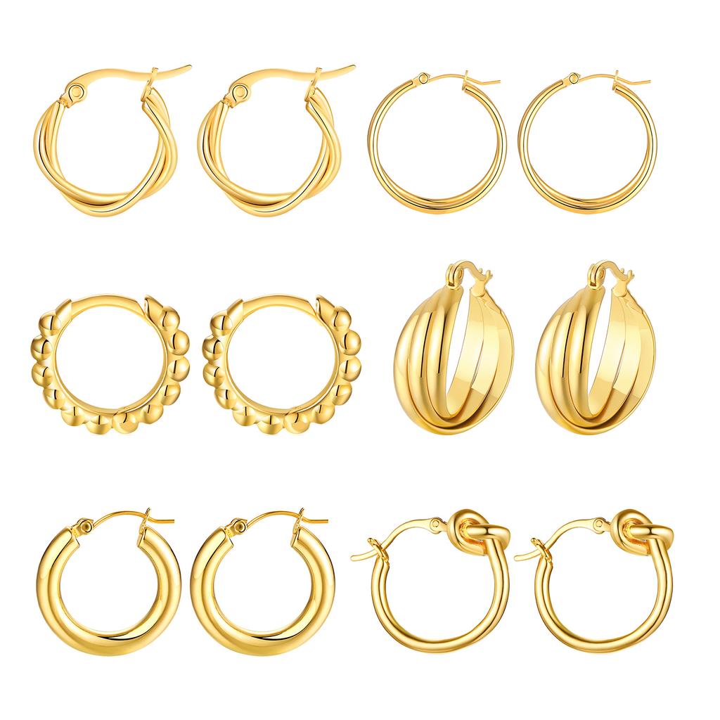Small Knoted Hoop Earrings for Women Girls Charm Stainless Steel Gold Color Dainty Circle Ears Jewelry