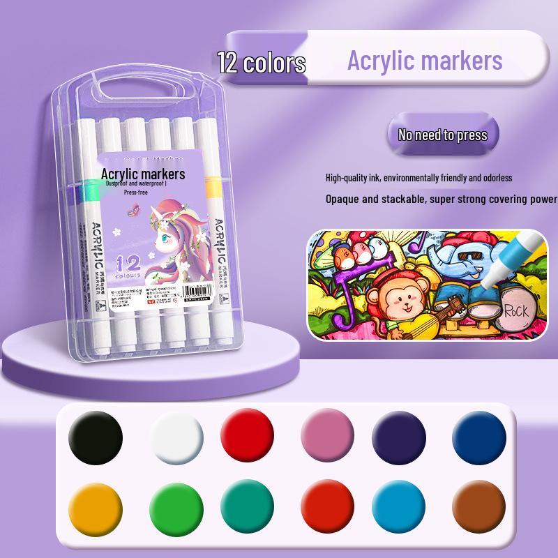 Waterproof Washable Acrylic Marker & Watercolor Pen Set for Students