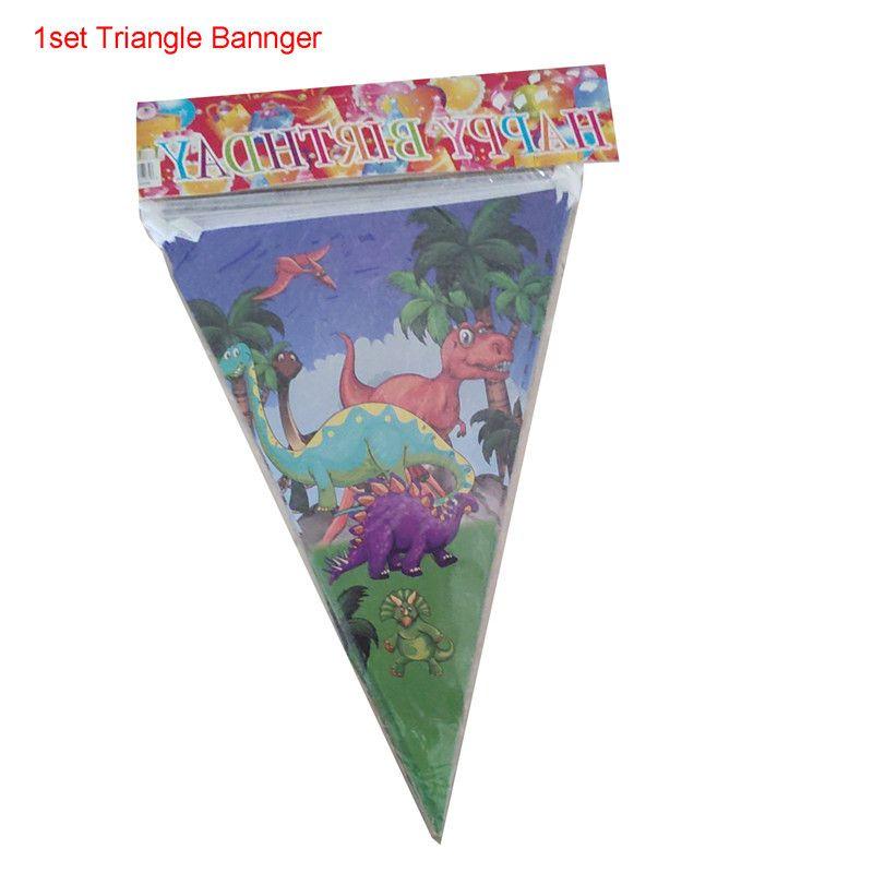 

Принадлежности для дня рождения в тематике «Динозавры и вулкан», сувениры, детская посуда, украшения для стола 1set-Triangle Bannger