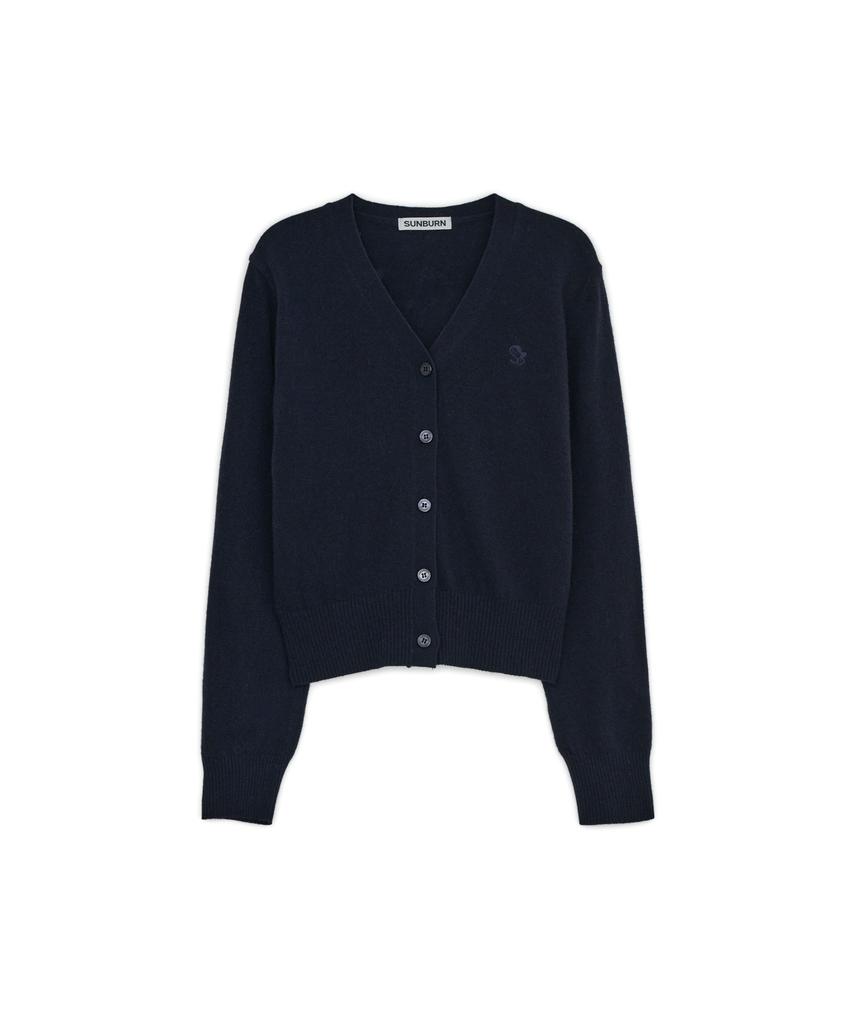SUNBURNPROJECT Cashmere Basic V-Neck Cardigan, Navy