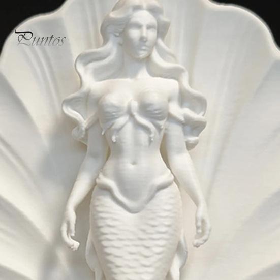 Seaside Themed Soft Furnishings 3D Printed Mermaid Shell Desktop Ornament, Ocean Style Standing Bathroom Countertop Ornaments Sculpture, Minimalist