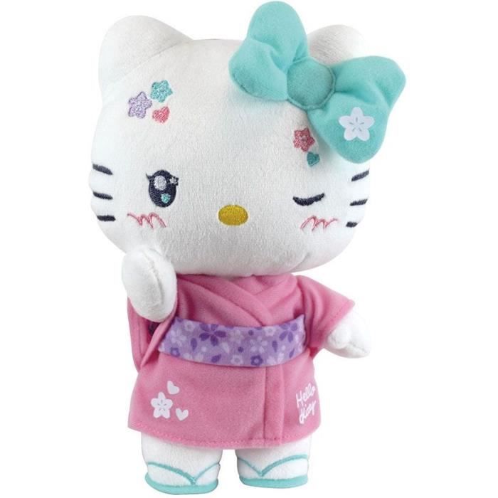 Hello Kitty Kimono Kawai Plüschtier ca. 22 cm - JEMINI - Kawai-Version mit rosa Kimono und Sandalen.