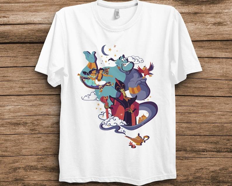 Disney Aladdin Vintage Group Shot Night Portrait T-Shirt Unisex Adult T-shirt Kid shirt Gift for Birthday Hoodie Sweatshirt Toddler Tee 160