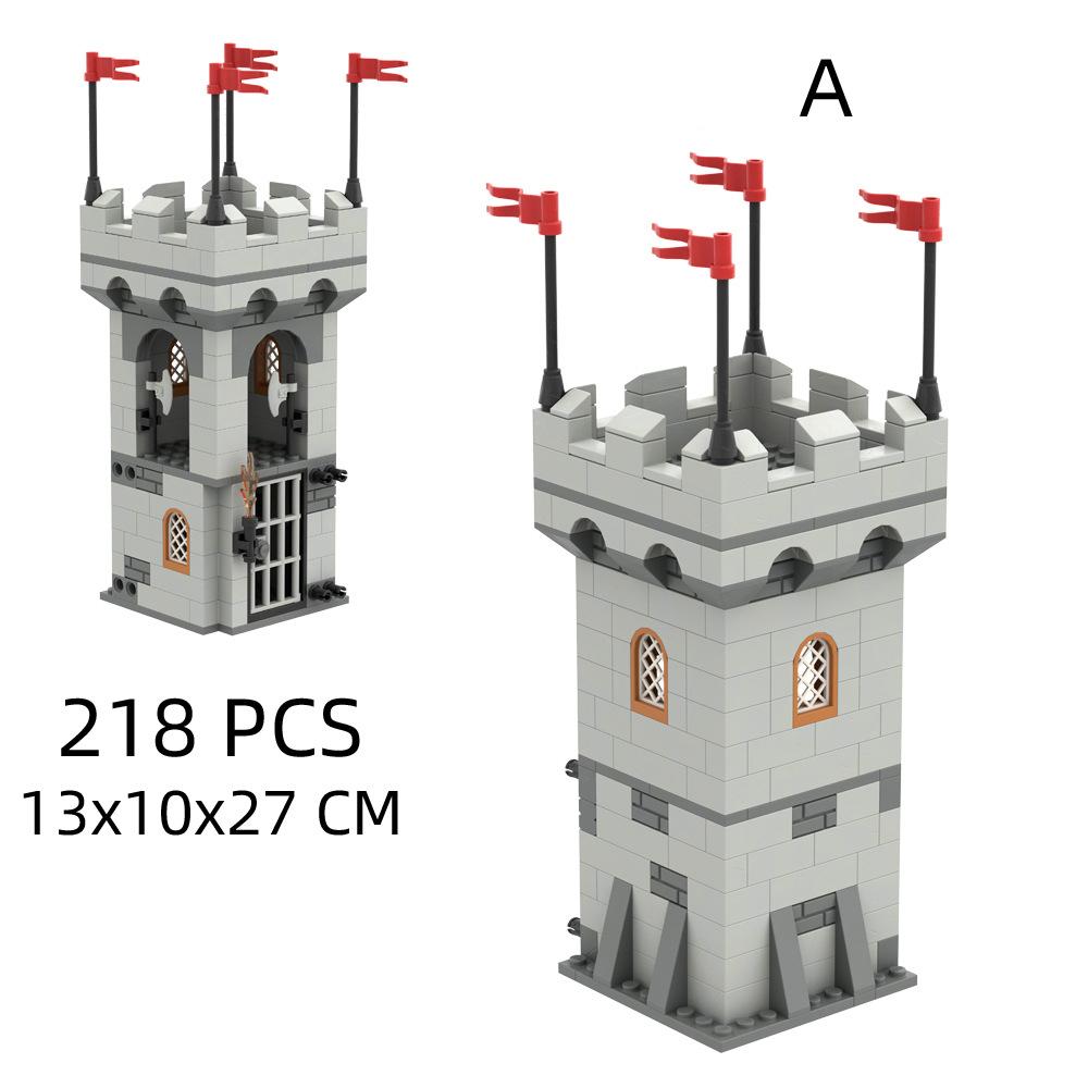 MOC Medieval Building Blocks Solider Figures Knights Gifts City Wall Castle Horse Shed Trial Platform Steel-Making Furnace