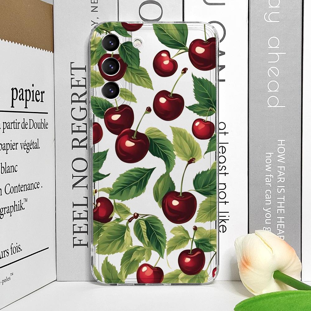 Funny Butterfly Flower Cherry Cute Clear Phone Case for Samsung Galaxy A14 A56 A55 A54 A36 A53 A51 A13 A15 A25 A52 5G Soft Cover
