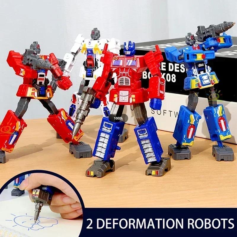 2In1 Transformation Robot Toys Deformable Ballpoint Pen Rotary Joint  Deformation Action Figure Model Toy