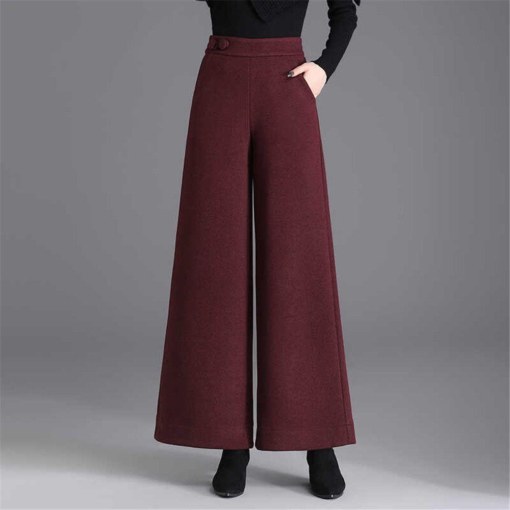 

Women s High-Waist Wide-Leg Wool Pants: 2025 Solid Color Loose Fit L: 106-115 lbs