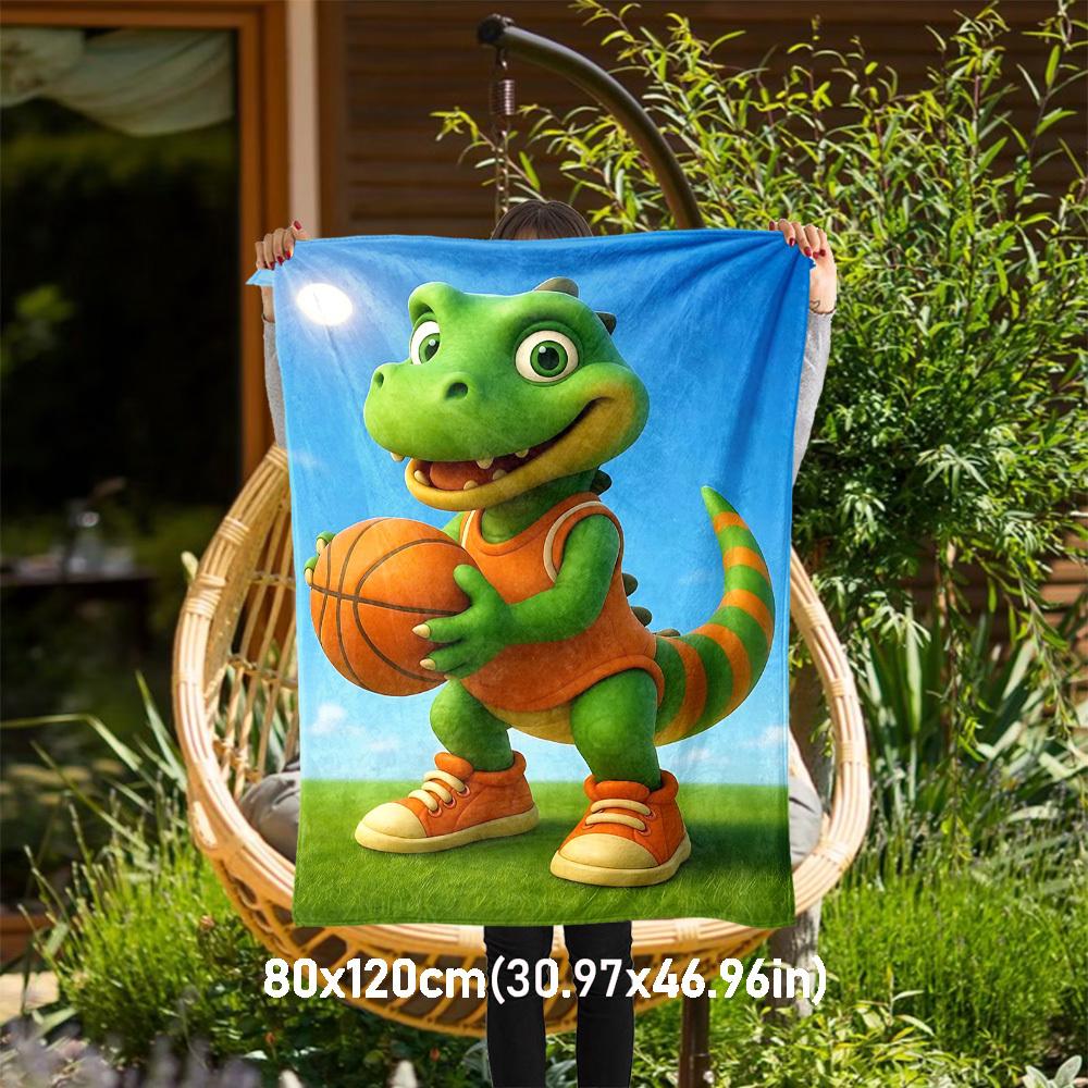 

1PC basketball dinosaurOutdoor Flannel Blanket - Soft Plush Decor for Picnics, camping, Bedroom, Playroom, Office, or Lunch Break 1243A 80x120cm(31x47inch)
