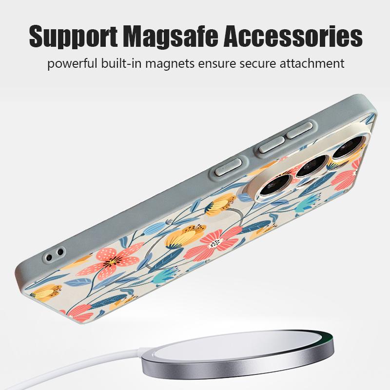Cartoon Colorful Flowers Magnetic Phone Case For Samsung Galaxy S25 S26 Ultra S24 S23 FE A17 A56 A37 A16 A35 A55 A15 A36 Cover