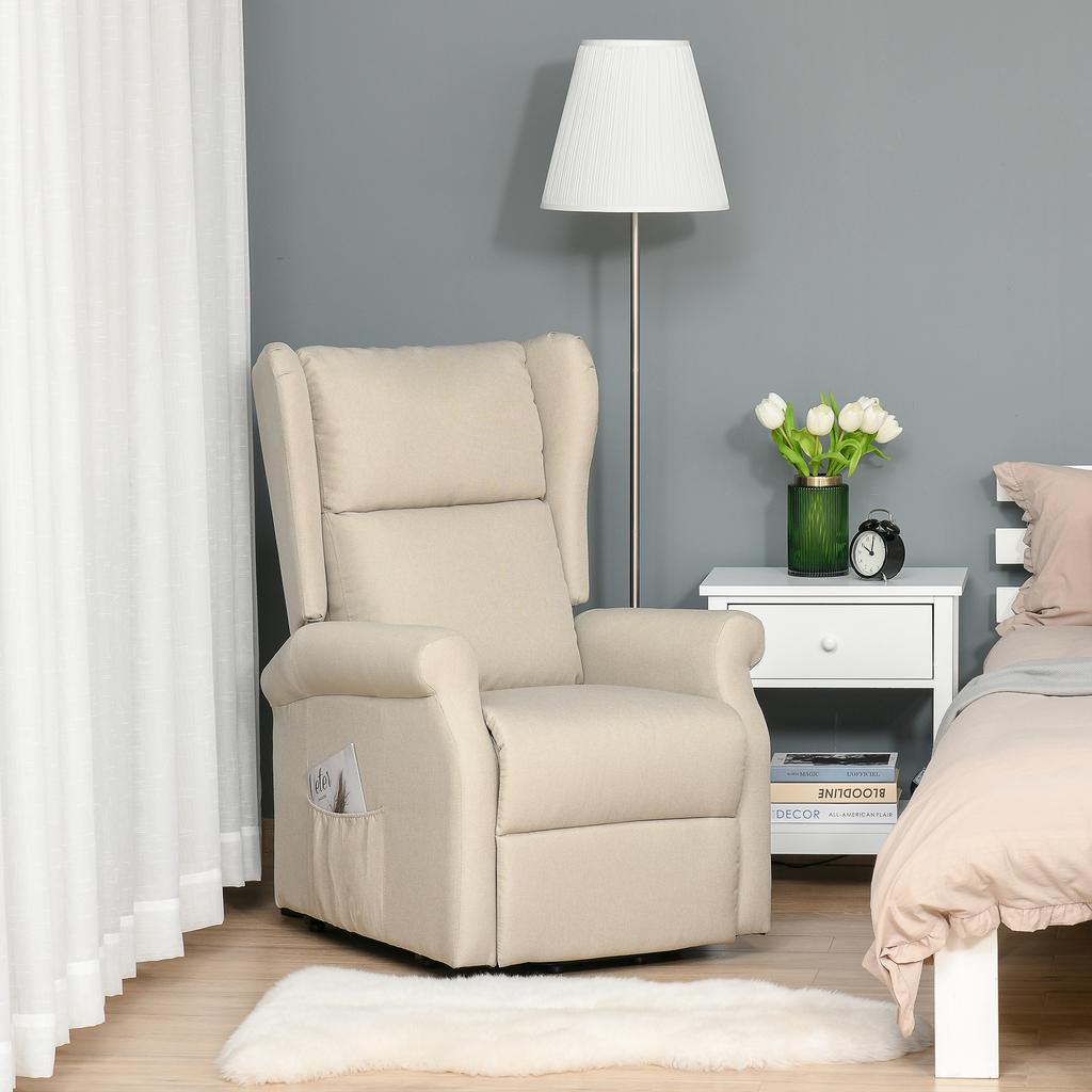 Recliner, Lift Assist, Reclining Function, up to 200kg, 72.5x94x109cm, Cream