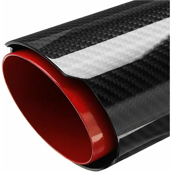 1PC 63MM Universal Car Real Carbon Fiber Exhaust System Muffler Tip Tail Stainless Decorations Straight Trim(Color:Red 63-89mm)
