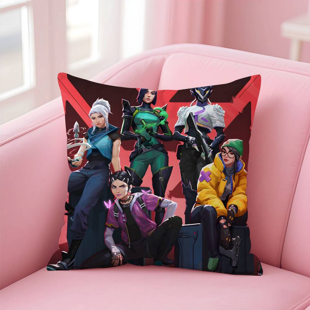 Hot Game V-Valorant Pillow Case Pattern Printing Pillowcase Living Room Sofa Cushion Cover Bedroom Room Decor