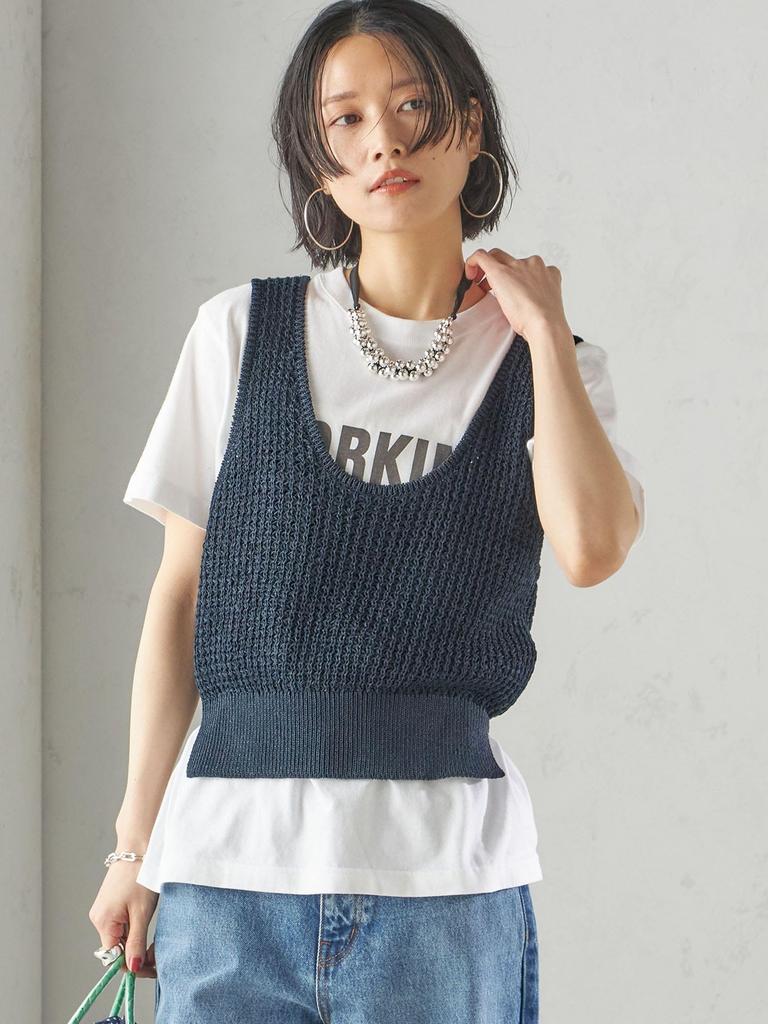 SHIPS for Women Knit Paper Polyester Sleeveless One Size 2-Way Pullover, 316610256, Navy,