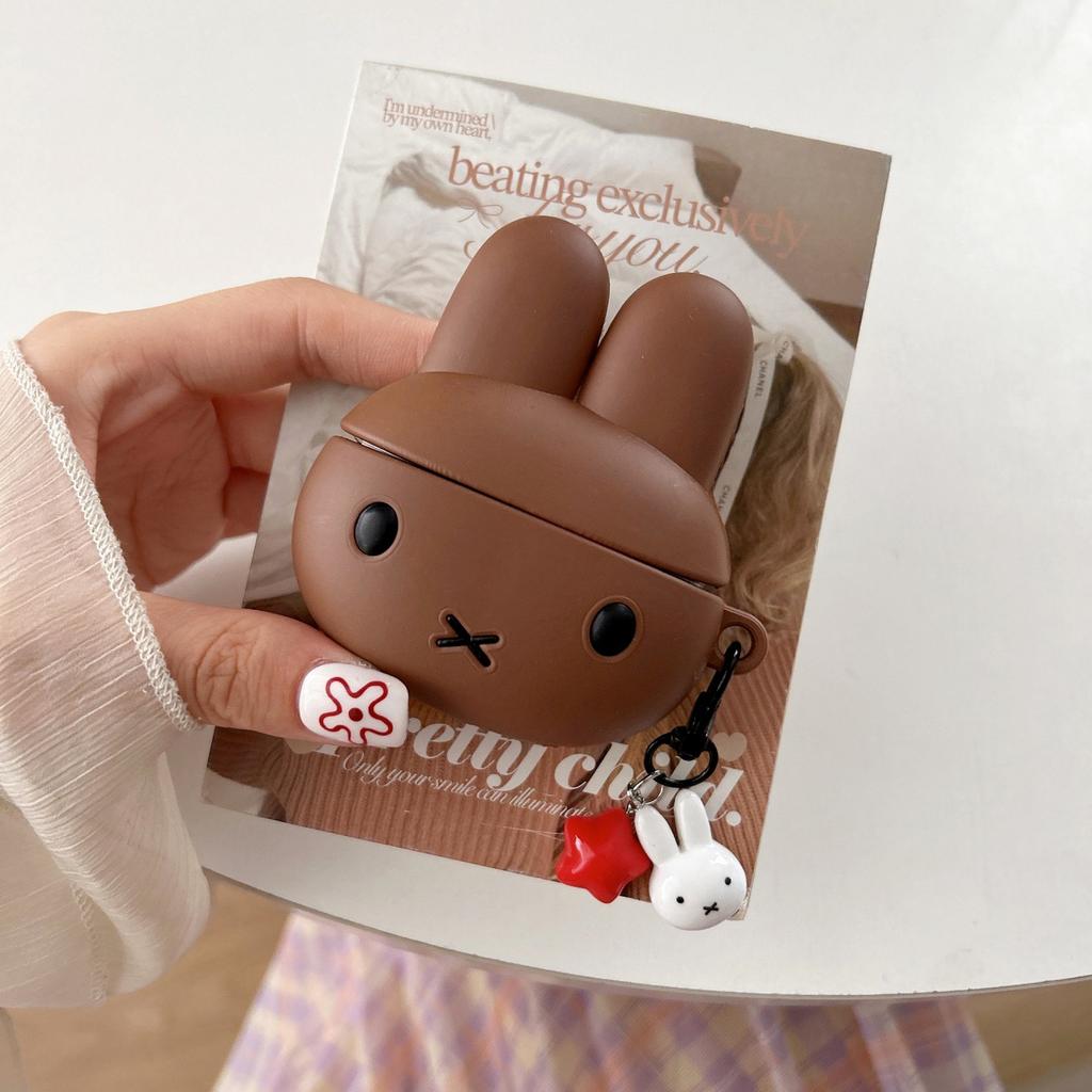 Chocolate Miffy Rabbit Applicable AirPods 4 Protective Case Apple 2/3 Generation AirPods Pro3 Headphone Case Silicone