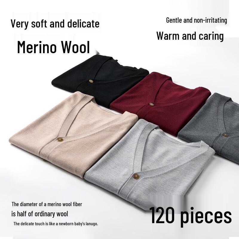 Hengyuanxiang Women's 100% Pure Wool V-Neck Cardigan