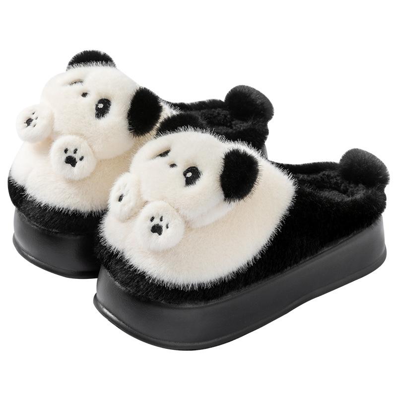 5.0 Super thick-bottomed panda cotton slippers women's autumn and winter plush warm cute cotton drag girl